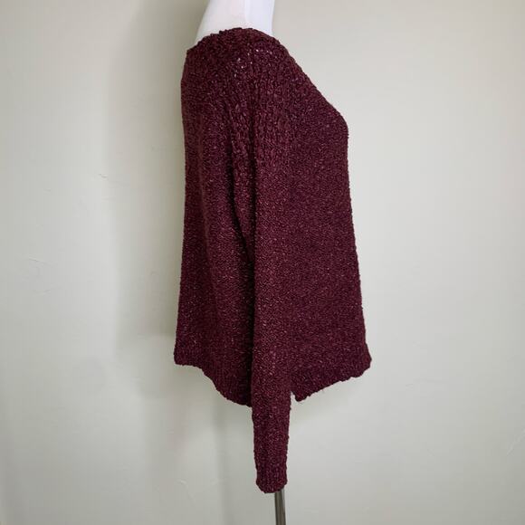 Burgundy Textured Scoop Neck Sweater Medium - Picture 4 of 7